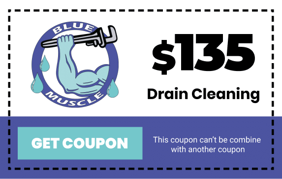 $135 Drain Cleaning coupon — Blue Muscle Plumbing & Rooter, Lancaster CA