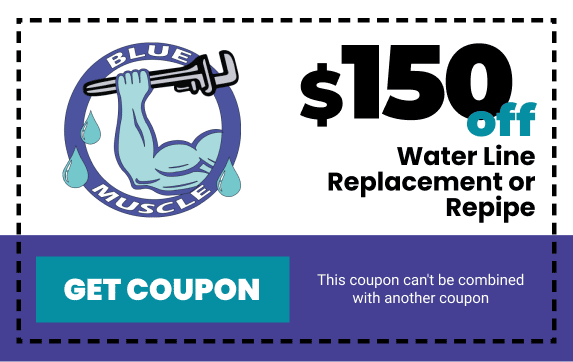 Blue Muscle Plumbing & Rooter Service in Lancaster, CA - Water Line Replacement Coupon